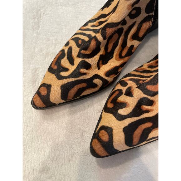LINEA PAOLO Sevilla II Genuine Calf Hair Leopard Boots Block Heel Pointed 5.5 - Picture 5 of 10